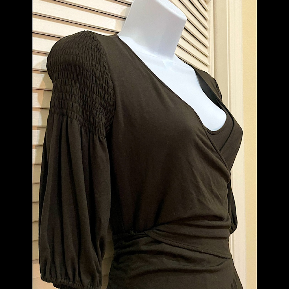 NWT Theory gorgeous draped leotard wrap waist dress rayon jersey w/ 3/4 sleeves - Picture 2 of 8